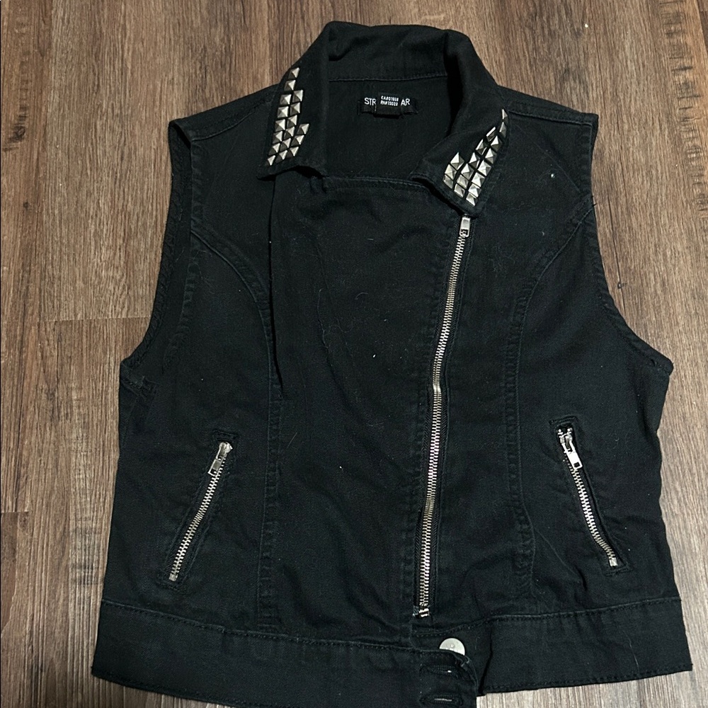 BOGO punk studded zipper sleeveless biker top